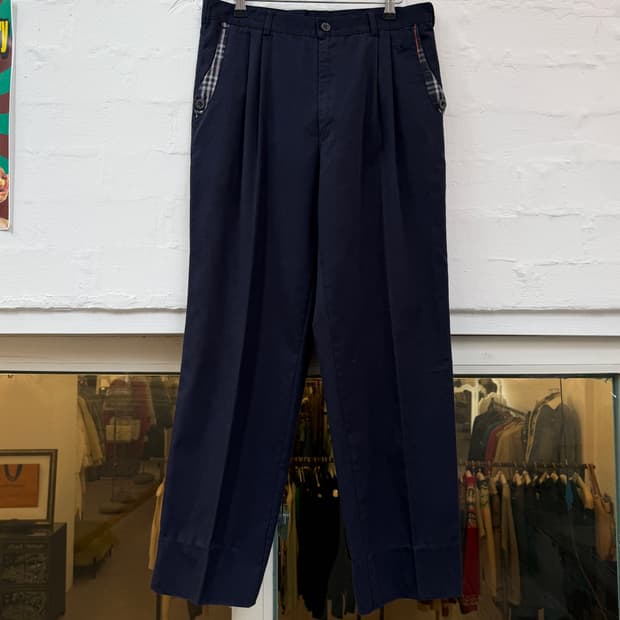 Burberrys 버버리 네이비 치노 핀턱 트라우저 34