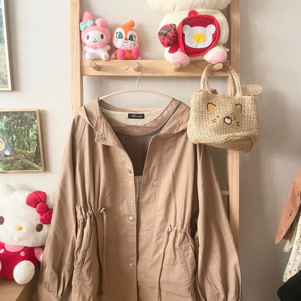 모리걸 빈티지 베이지 후드 야상 🤎🤍