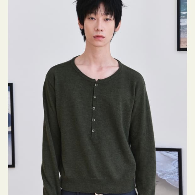 [1] 웨이비니스 로우 타이드 헨리넥 니트(포레스트 그린)