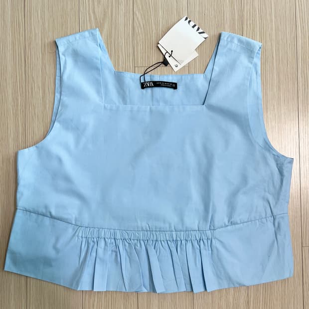 [새제품] ZARA 스카이블루 민소매 블라우스