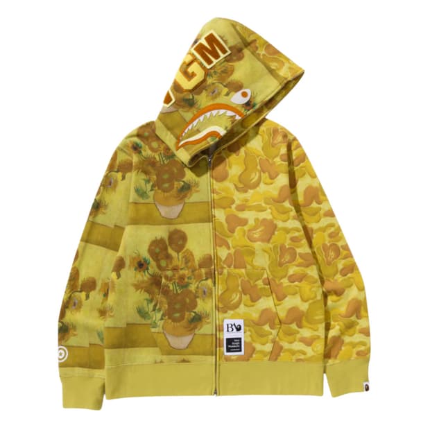 베이프 x 반 고흐 뮤지엄 샤크 풀 집 후드 옐로우