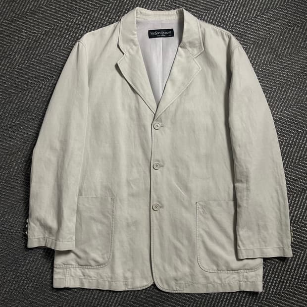 90s 입생로랑 자수로고 아카이브 치노 블레이저 자켓o 4694