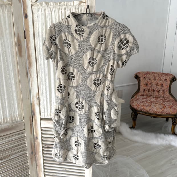 mute oatmeal unique pattern dress + dot 