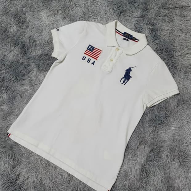폴로 랄프로렌 USA 반팔 카라티 화이트 M