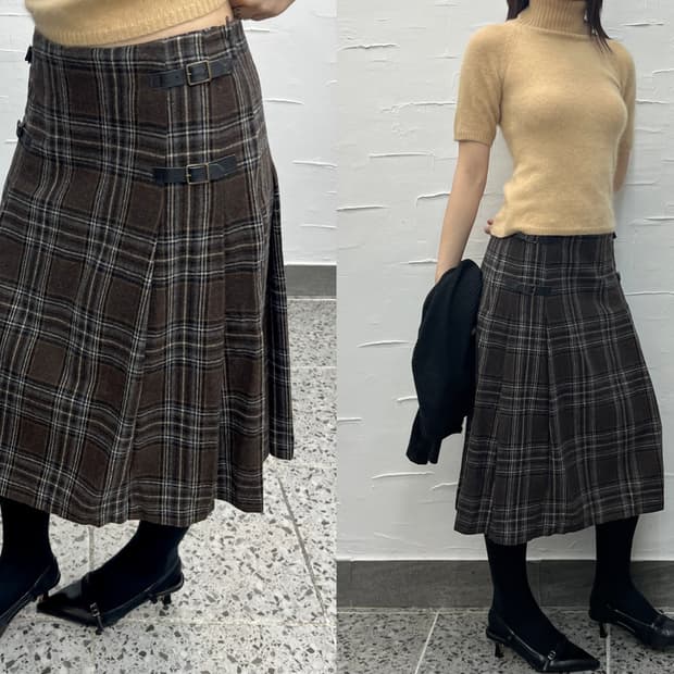 belt buttons midi skirt