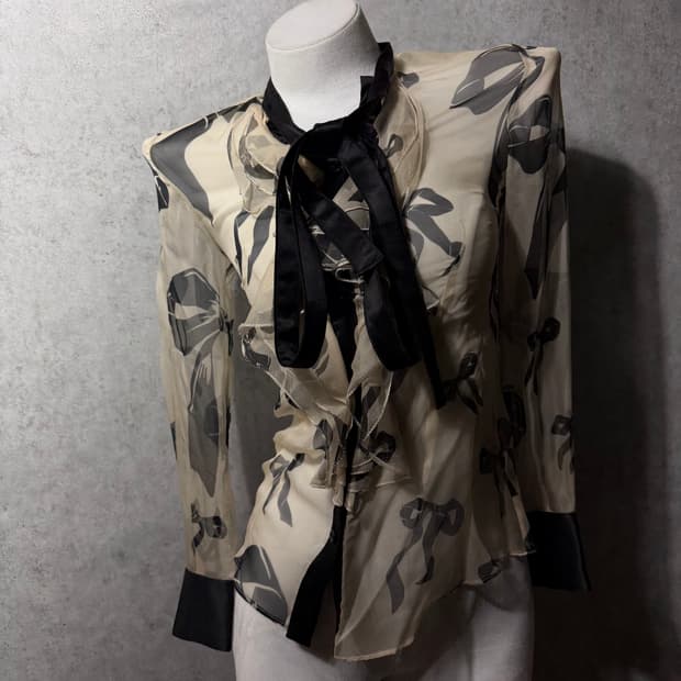 돌체앤가바나 리본 시스루 셔츠