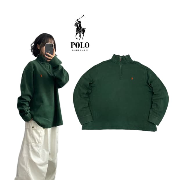 폴로 포니 아노락 반집업 니트