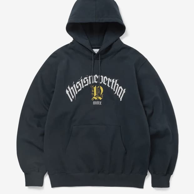 디스이즈네버댓 네이비 로고 후드 후디 XL