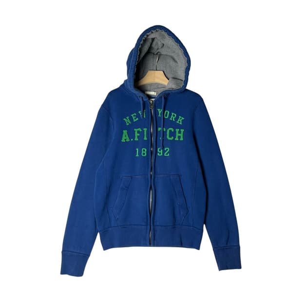 [A&F] 아버크롬비 레터링 자수 후드집업 (블루)