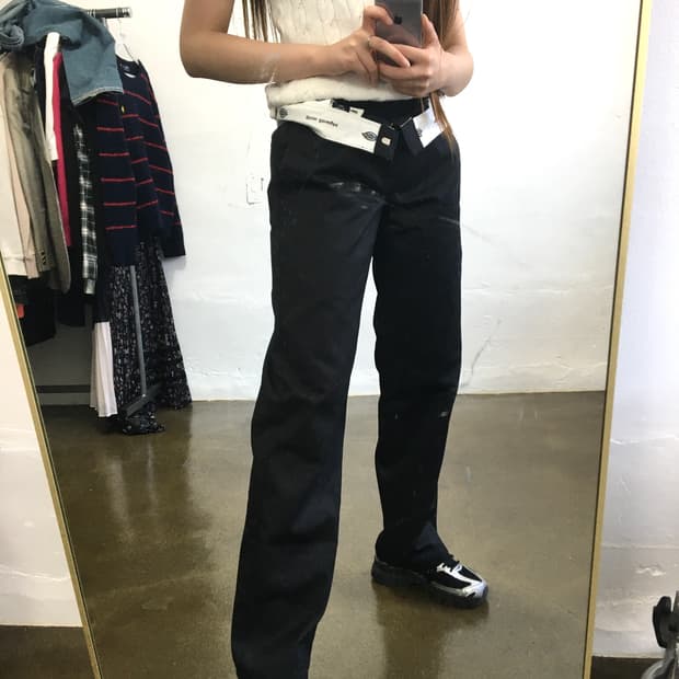 Dickies 슬림 스트레이트 블랙 팬츠 30x32