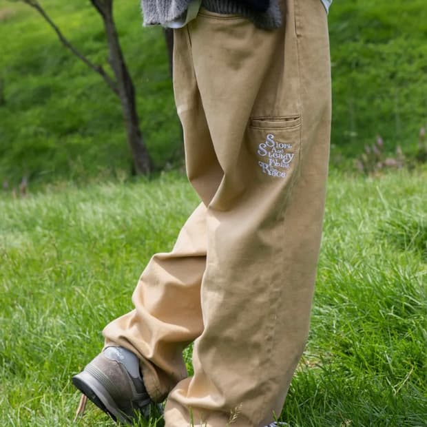 Xtonz 엑스톤즈 슬로건 밴딩 코튼 팬츠 (L)