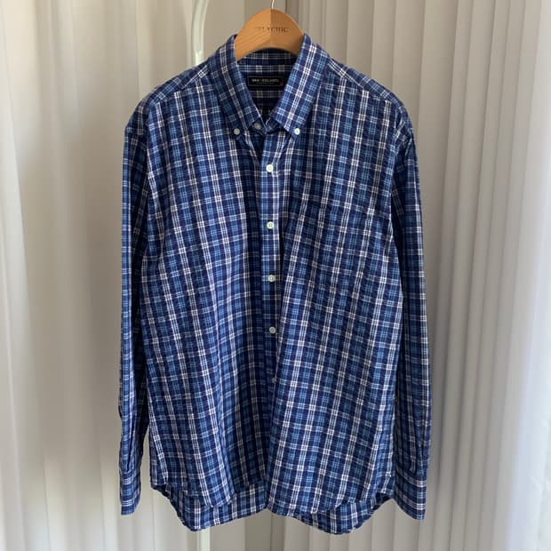 일본 빈티지 VAN RED LABEL 블루 체크 시어서커 셔츠