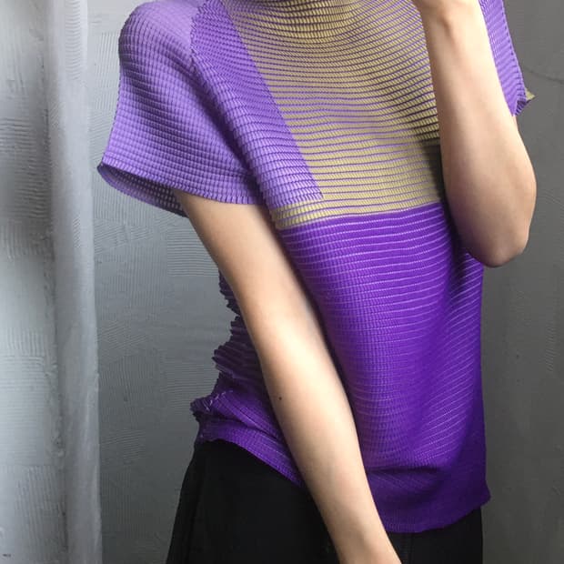 Issey Miyake 이세이미야케 옐로우-퍼플 테노이드 플리츠 라인 반