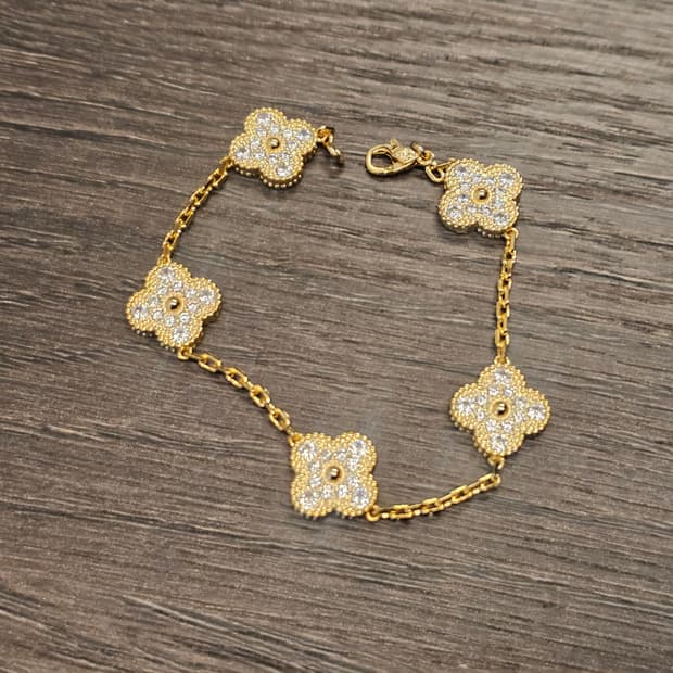 클로버 5모티브 팔찌 옐로우골드톤