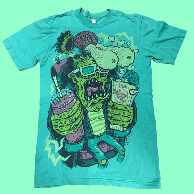 EZ 네온 좀비 그래픽 반소매 티셔츠