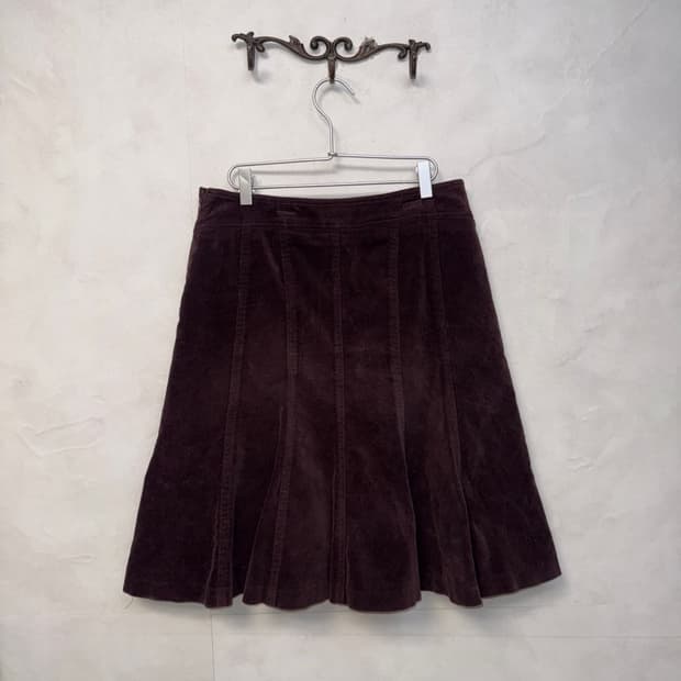 Deep violet velvet pleats midi skirt
