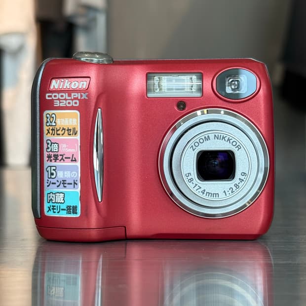 토마토/한글지원/날짜표시)니콘 쿨픽스 3200 레드 빈티지디카