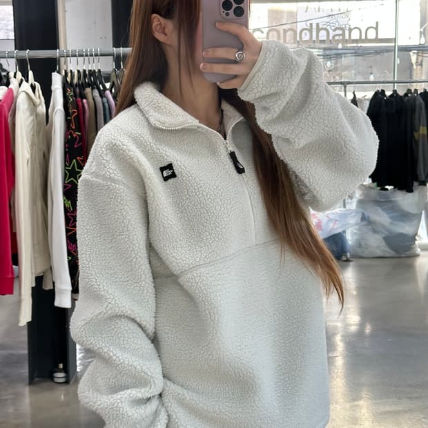 노스페이스 화이트라벨 반집업 플리스 