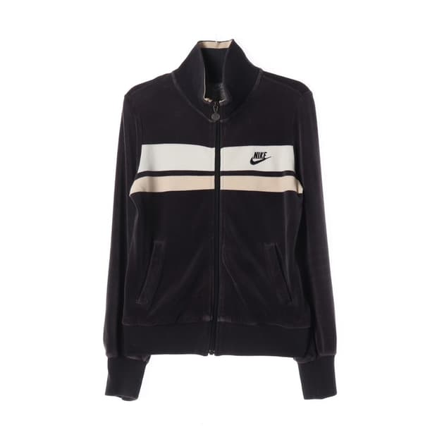 나이키 블랙 앤 베이지 벨루어 트랙 자켓 S