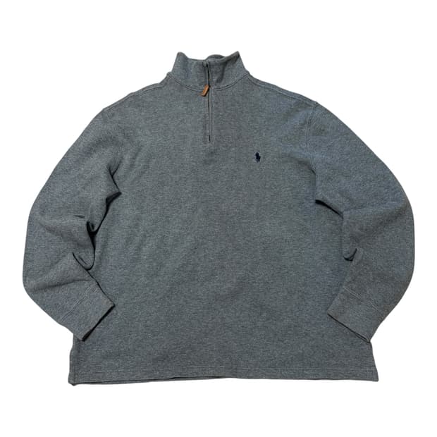 폴로 랄프로렌 그레이 코튼  반집업 스웨터