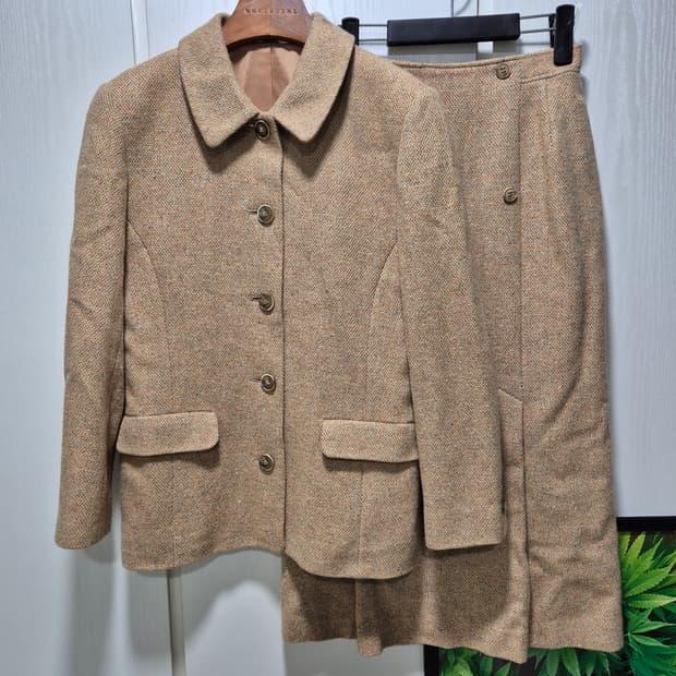 (세일)JPN빈티지. 브라운 트위드 스커트 세트