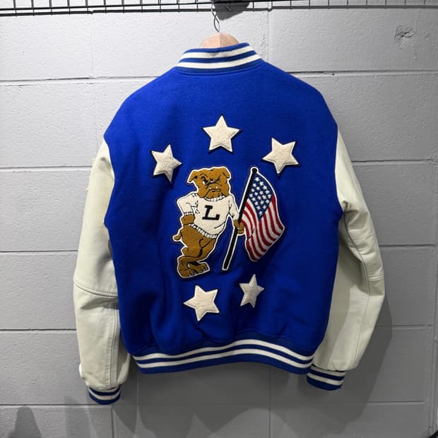 불독 성조기 바시티 자켓 블루