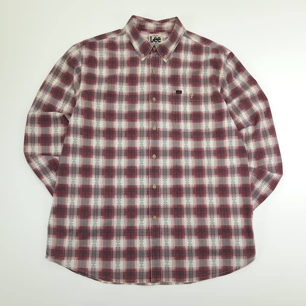 CN921 XL LEE 리 레드 프린팅 타탄체크 긴팔 셔츠 남방