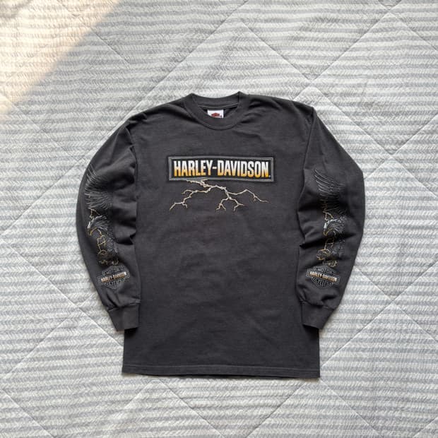 빈티지 할리데이비슨 라이트닝 롱슬리브 티셔츠