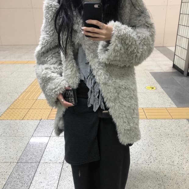 튜프티 downy fur jacket - gray