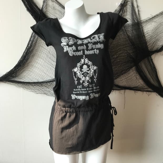 Punk 00s mood printing halfsleeve