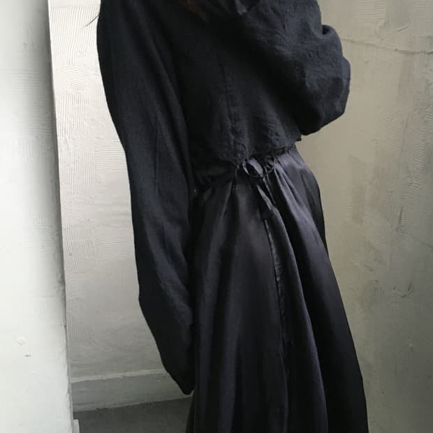 Comme des Garcons 꼼데가르송 블랙 큐프라 레이어드 롱 슬립