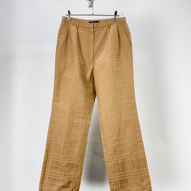 버버리 런던 베이지 체크 그라데이션 코튼 트라우저