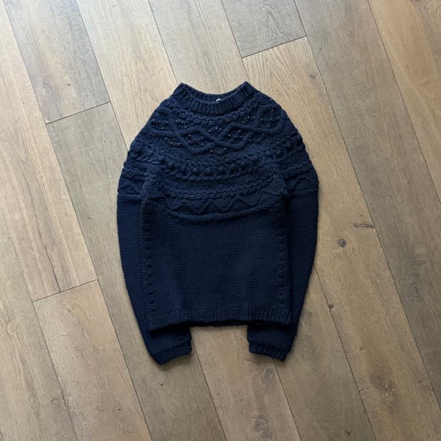 Beads Cape Fit Cable Knit