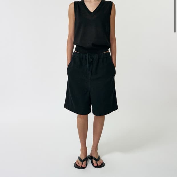 낫띵리튼 Pale linen banding pants black