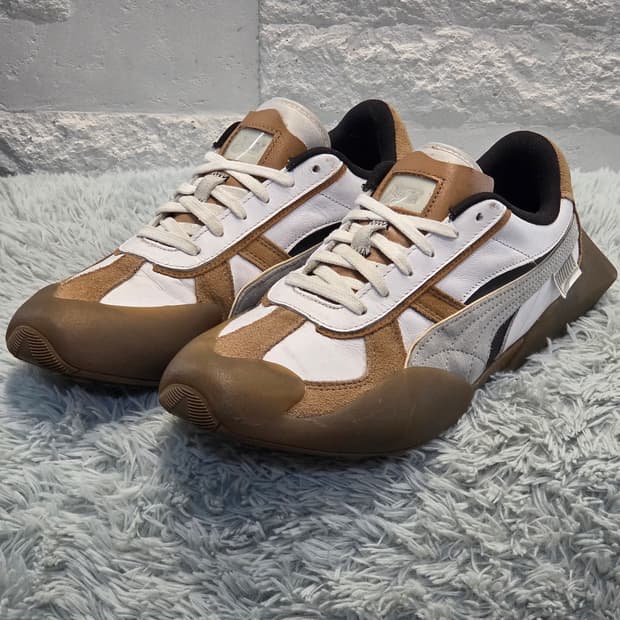 6q-25:푸마 폼스트리트 레트로 스니커즈 화이트/브라운 (26cm)