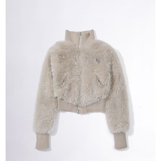 스컬프터 퍼 집업 자켓 아이보리M