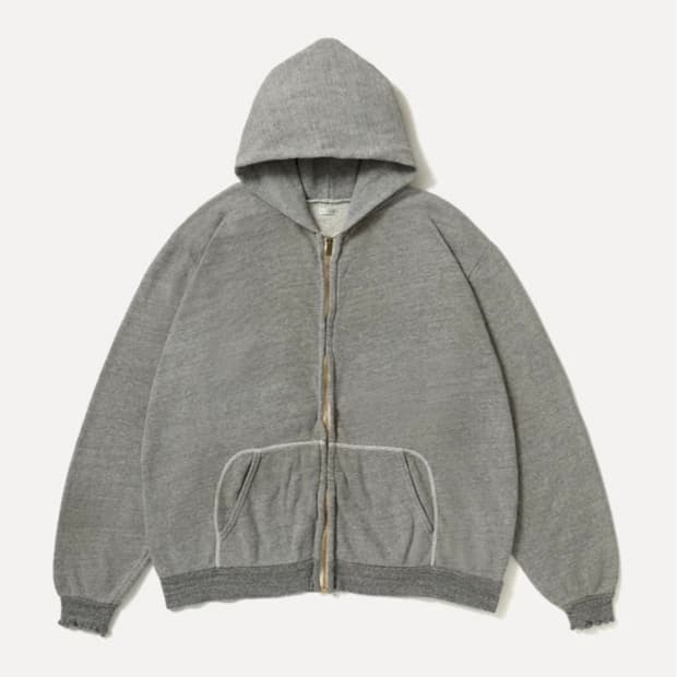 (4) 아프레쎄 빈티지 라이트웨이트 집 스웨트 후디 그레이