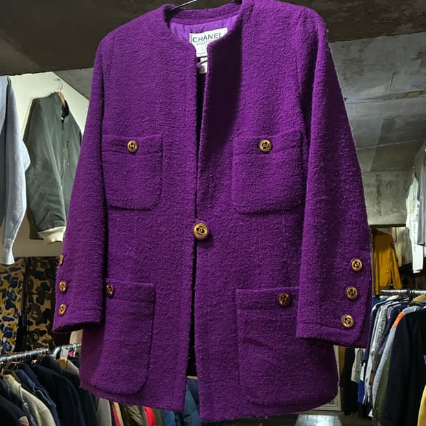 00s CHANEL 빈티지 샤넬 퍼플 트위드 자켓