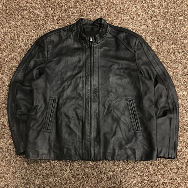 빈티지 양가죽 바이커 레더 가죽 라이더 자켓