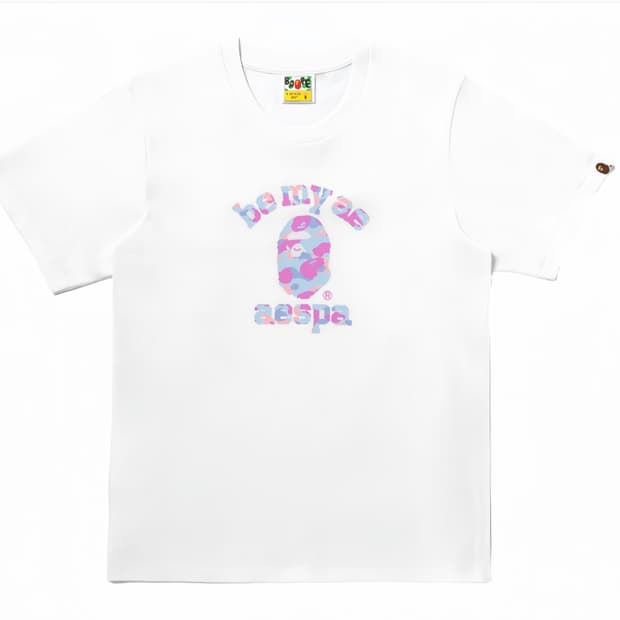 [Bape X aespa] 베이프 x 에스파 컬리지 릴렉스드 핏 티셔츠 