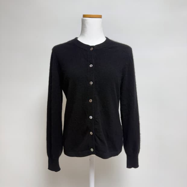 [캐시미어 100%] 블랙 라운드 가디건 M-L