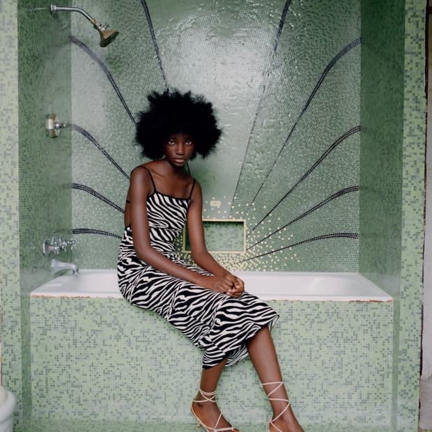 자라) 지브라 끈나시 롱 원피스