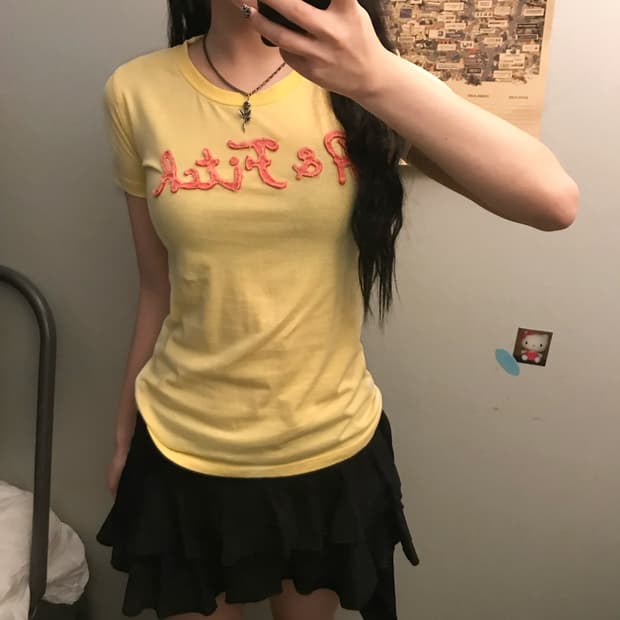 Abercrombie 아베크롬비 슬림핏 레몬 핑크 티