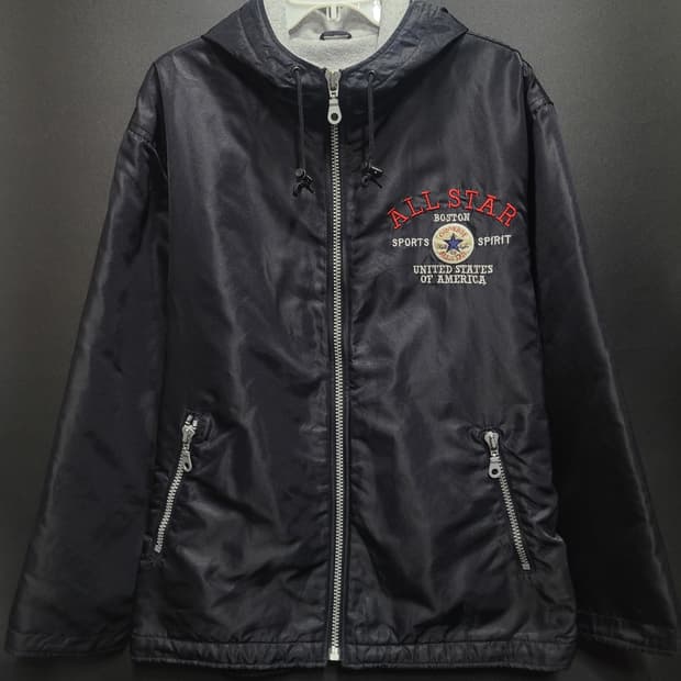 CONVERSE 올스타 올드스쿨 빅로고 자수로고 웜업 후드 집업 자켓 