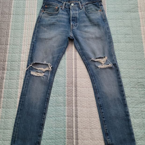 리바이스 501S. 디스디테일 중청워싱 스키니진. 31사이즈