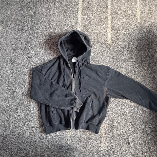 아디다스 블랙 빈티지 워싱 후드집업