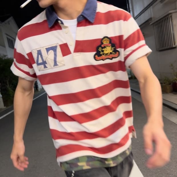 폴로 랄프로렌 47 스트라이프 럭비 PK 반팔티
