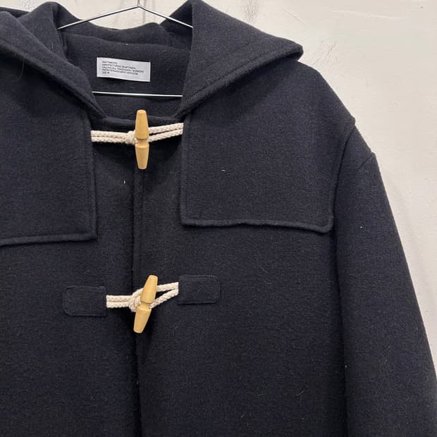 파르티멘토 숄더패치 울 후드 더플 롱코트