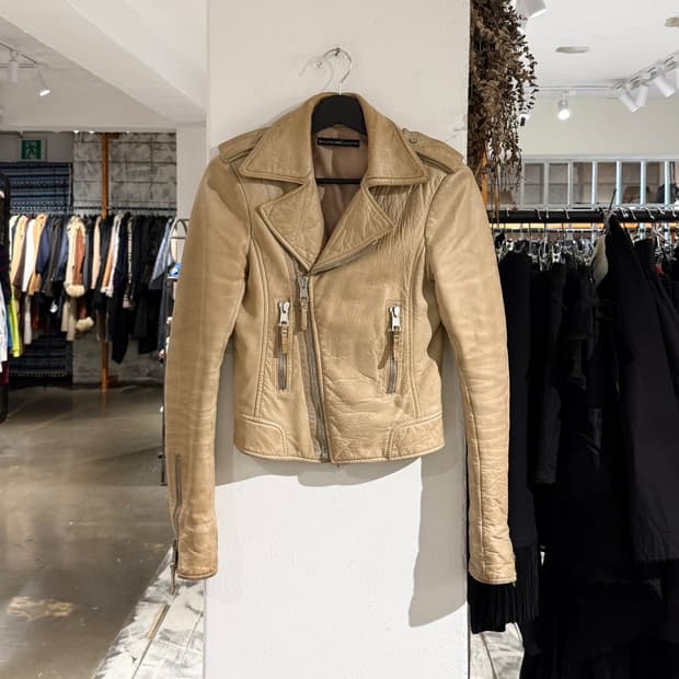 발렌시아가 09s 베이지 모터 램스킨 레더 자켓