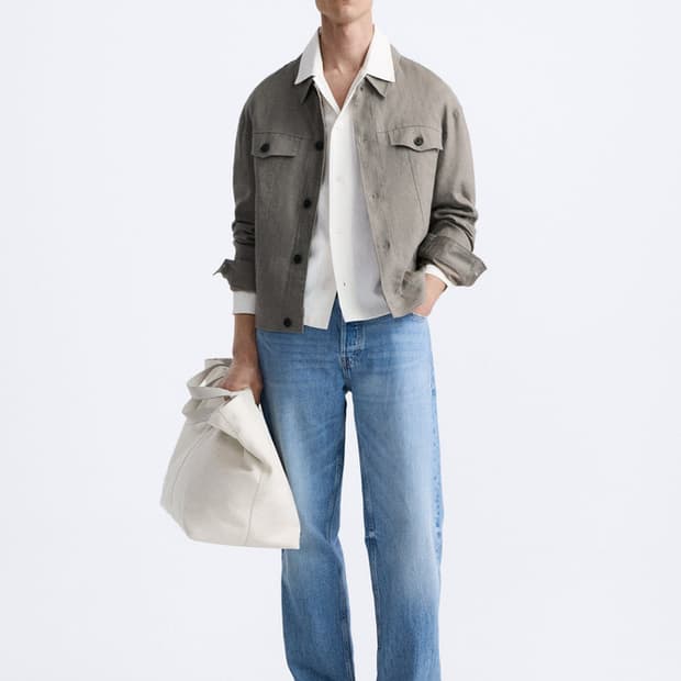 자라 카키브라운 린넨 트러커 자켓